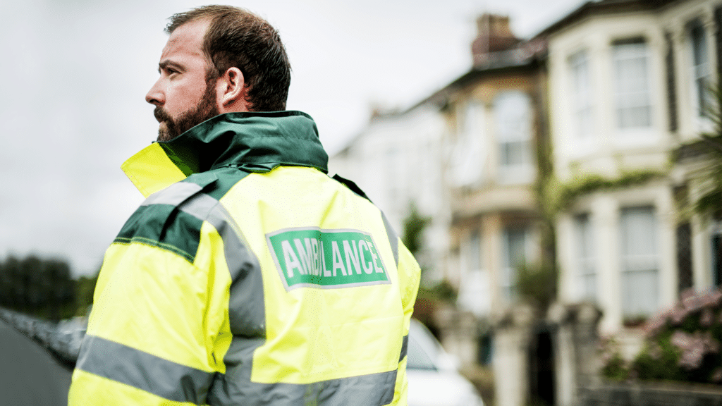 Paramedic standing in the street