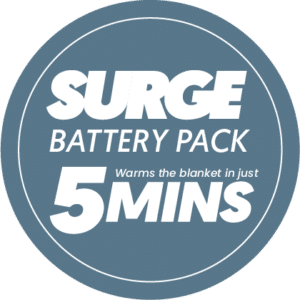 The Kodiak Surge battery pack heats the blanket in just 5 minutes